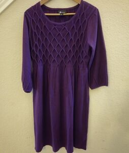 AB STUDIO Women's Purple Eggplant Sweater Dress Size Large